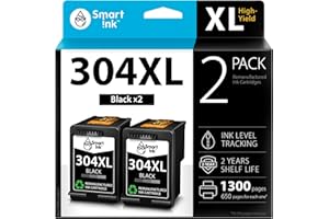 Smart Ink Remanufactured Ink Cartridge Replacement for HP 304XL 304 XL (2 Black Combo Pack) use with DeskJet 2630 2600 2632 2635 2620 3700 2622 3720 2633 2634 Envy 5020 5000 5032 5010 5030 Printer