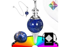 MAJESTIC'S Péndulo Adivinación Profesional LAPIS LAZULI – Pendulo Adivinatorio de Radiestesia Universal en Piedra, Gota de Agua con Metal – Para Zahorí, Clarividencia, Feng-Shui, Tarot, Esoterismo