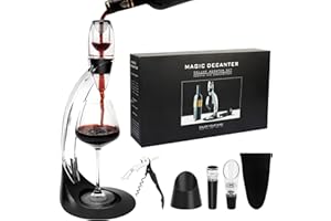 AUROAY Set de Aireador para Vino Tinto Oxigenador Decantador de Vino Rapido Mágico Aireador Instantáneo Juego de Decantador de Vino con 2 Soporte, Sacacorcho,Vertedor,Tapón Vacío y Bolsa de Almacenaje