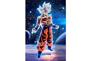 HUANNY Kit de broderie diamant pour adultes et enfants, peinture à strass ronds avec strass, point de croix, art diamant et pois (Dragon Ball Super30,5 x 40,6 cm)