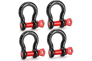 Bekith 4 Pack 5/8" D Ring Shackle 3.25 Ton (7165 Lbs) Capacity with 3/4" Pin Heavy Duty Shackles for Tow Strap, Winch, Off-Road Truck Vehicle Recovery