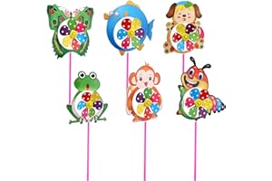 TSLBW 6 pezzi Girandole a Vento Decorazione del Giardino Girandole 3D Animale Mulino a Vento con asta dado di Tappo a vite Decorare per feste in all'aperto Mulini a Vento per Bambini Mulino a vento carino