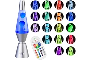 Soarling 14,5" Lampe à Mouvement Liquide Art Déco, Télécommande 17 Changements de Couleur Veilleuse, Lampe d'Ambiance Rétro pour Décor de Chambre, Cadeau Enfants/Adultes pour Noël, Fête (Argent)