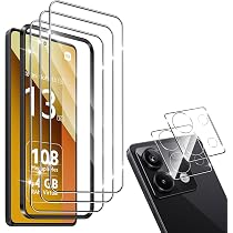 Fyqzio 2+2 Pezzi Vetro Temperato Per Xiaomi Redmi Note 13 4G, 9H, Antigraffio, HD, Con Protezione Fotocamera E Kit Pulizia