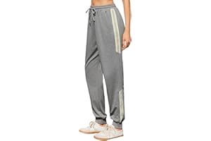 Litherday Spodnie do biegania, długie, bawełniane, sportowe, damskie spodnie rekreacyjne, wysoka talia, spodnie do biegania, nowoczesne spodnie treningowe z kieszeniami i ściągaczem