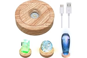 YWNYT LED drehbarer Display-Ständer, LED-Lichtsockel, Display-Pfannenwender für kristallbuntes Licht, Dispaly-Basis, Plattenspieler, Display-Ständer für Glaskugel, Kristallkunst