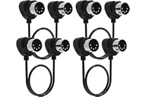 FORE Lot de 4 câbles MIDI de 30 cm à 90 degrés avec connecteurs ultra petits pour les espaces restreints, câble DIN MIDI 5 broches compatible avec clavier MIDI, interface, synthétiseur, guitare