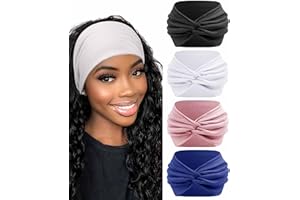 BELEVO Fasce Per Capelli Donna, Extra Large Fascia Capelli Donna 18cm Elastica Yoga Fascia Per Capelli Bandana Accessori Capelli 4 Pezzi