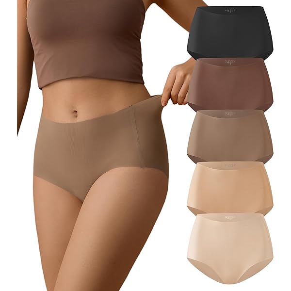 Sth Big Onderbroeken voor Dames Naadloos Hoge Taille Naadloze Slips Naadloze Ondergoed Vrouwen Hoge Taille Onderbroek Zonder Naad Dames Met Golfrand Zachte Onzichtbare Slip Multipack 6, S