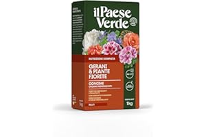 Il Paese Verde Gerani E Piante Fiorite 1kg - Concime Per Gerani Granulare Per Fioriture Abbondanti E Prolungate. Concime Per Piante Fiorite Come Gelsomino, Glicine, Petunie.