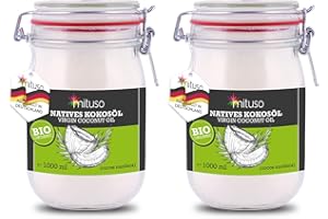 ‎MITUSO mituso Bio Kokosöl, nativ, 2er Pack (2 x 1000 ml) im Bügelglas