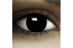 FXCONTACTS Lentillas de color "Black" + cápsulas de sangre artificial + recipiente de FXContacs en blanco, blandas, sin dioptrías pack de 2 unidades - cómodas y perfectas para Halloween, Carnaval, sin corregir