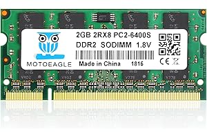 MOTOEAGLE PC2 6400S 2Go DDR2 800 SODIMM RAM, DDR2 800MHz 2GB PC2 6400 200-Pin CL6 1.8V d'ordinateur Portable Mémoire