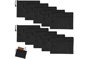 DHISPERARES 10 Stück Geldtaschen Banktasche, 24 X 18 cm Geldtasche, Wasserdichte Bankmappe, Geldmappe A5 mit Reißverschluss, Geldscheintasche Groß, Dokumententasche Schwarz für Haushalt Business Schule Reisen