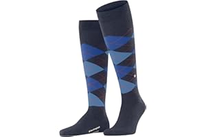 Burlington uomo Edinburgh calzini lunghi traspiranti termoregolanti antiodore sostenibile lana vergine cucitura piatta punta senza pressione Argyle quotidianità lavoro ONE-SIZE-FITS-ALL regalo 1 paio