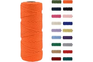 MORAINJAY 3mm Hilo de Macramé 100% Algodón,100m Naranja Cuerda para Manualidades,19 Colores Más,Cordón para DIY,Decoración y Regalos