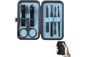 Rnitle Maniküre Set,Nagelset Nageletui Nagelknipser Set,Luxus Maniküre 7 In 1 Edelstahl Professionelle Pediküre Set,Edelstahl Pflege Werkzeuge Mit Schwarz PU Ledertasche,Reise Beauty Kit(Schwarz)
