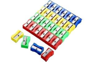 SHANBYE Simple Trou Taille-Crayon,50 PCS Taille-crayon Plastique Taille Crayon Métal Taille-Crayon Rectangulaire Aille-crayons Manuel en Alliage D'Aluminium pour crayons graphite