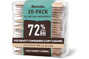 Boveda för cigarrer/tobak | 72% RH 2-vägs luftfuktighetskontroll | Storlek 60 för var 25:e cigarr per humidor