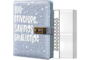 NYBHYJKA 100 Umschläge Challenge Binder, Herausforderungsordner mit 100 Umschlägen, Budgetplaner, Familien-Spar-Challenge mit Bargeld-Umschläge, Geldspar-Ordner, Spar-Herausforderung