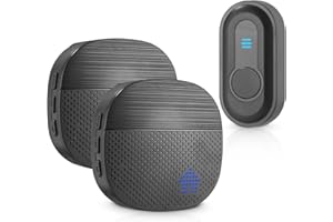 Xespis Dzwonek radiowy, zestaw radiowy do drzwi, IP55, wodoszczelny, z nadajnikiem na baterie, 5 poziomów głośności, zasięg 300 m, odbiornik plug-in, wystarczy podłączyć do gniazdka