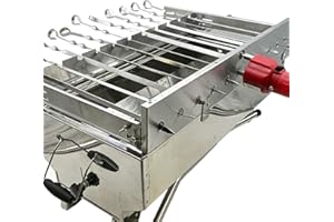 RENSCHLER LINE Schaschlikgrill Set XXL Olymp 9, Grillaufsatz | 9 Drehspieße | Powerbank | Motor | Schaschlikgrill - Mangal + manuelle Kurbel