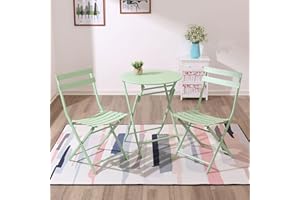 xixi-home Patio Bistro Set 3 Piece,Garden Table and Chair Set Foldable Outdoor Garden Furniture Set,2 Chairs and 1 Table for Indoor Outdoor Patio,Yard,Garden,Lawn (Green)