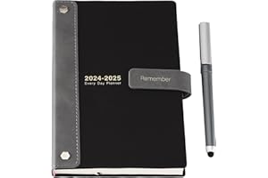 Mcdsuc Academic Diary 2024 2025 Page a Day,Agenda July 2024 to June 2025 Diary-Daily Planner,Hardcover Weekly Monthly Planner with Pen,Pen Holder,Sticker,Note Pages, Inner Pocket,Black