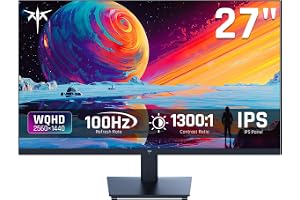 KTC 27 Inch QHD(2560 * 1440) 100Hz Computer Monitor - IPS Panel, Anti-Blue Light Screen, 100% High Color Gamut, 123% sRGB, Support FreeSync and GSync, PC Monitor for Casual Gaming and Working