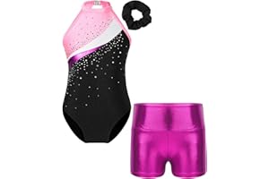 CHICTRY Kids Girls Sleeveless Gymnastics Leotard Ballet Dance Biketard with Shorts Hair Band Set Dancewear Swimsuit Swimwear