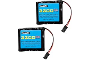 AMZZN 2PCS 4.8V 2200mAh AA Nimh Batterie avec connecteur Hitec pour RC Car, Récepteur RC, Avion RC, Batterie Rechargeable Haute capacité pour télécommande