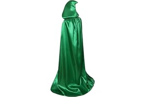 Txian Extra Long Hooded Satin Cloak, Halloween Christmas Fancy Cape for Adults (Green)