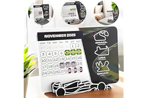 GUO-SWY Car Calendar 2025 with Race Dates, 2025 Desk Calendar Desktop Decoration, Desktop Calendar 2025 with Car Stand, Desk Calendar 2025 for Office Home Decoration (1/Set with Car Stand)