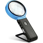 VISION AID 30X and 40X Hands-free Magnifier with 21 LED Lights for Coins, Jewelry, Crafts and Hobby - With Desk Stand