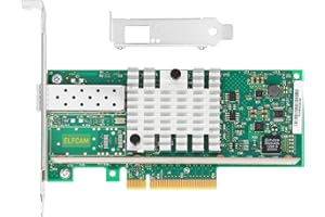 Elfcam® - Carte Ethernet 10Gb SFP+ Compatible avec Freebox Ultra, Intel X520-DA1-82599EN Chip, 10Go PCI Express x8 LAN Adapter, 10Gb NIC pour Windows Server, Win7/8/10/11, Linux, 1x Port 10G SFP+