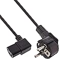 InLine 16752M Power Cable, Earthing Contact Angled to IEC Plug C13 Left Angled 0.5 m, Black