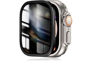 XIIORE Folia ochronna do zegarka Apple Watch Ultra, Apple Watch Ultra 2 49 mm, antyszpiegowska, rama ze stopu tytanu ze szkłem hartowanym 9h, ultracienka, odporna na zarysowania, bez pęcherzyków