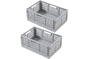 EURXLQ 2-Częściowe Składane Pudełko, Składane Przenośne Pudełka do Przechowywania Kolorowe Pudełko do Przechowywania Nadaje się do Kuchni,Lazienki,Biura,Sypialni (Szary, 20×15×9 cm)