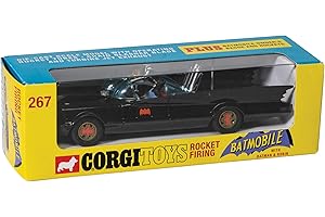 Corgi - RT26701 - Diecast Model Cars, Batmobile avec Batman et Robin, Cadeaux Souvenirs pour Hommes, Femmes et Enfants du Royaume-Uni, Petits Modèles de Voitures Moulées sous Pression pour Garçons
