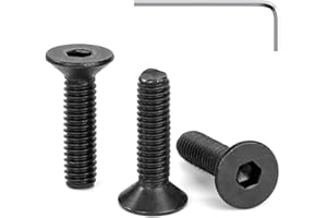 Tunejoy Viti a Testa Svasata M4 x 16 mm Nero Vite a Brugola Bulloni in Acciaio Inox A2 V2A Viti a Testa Piatta Norma DIN 7991 con Chiavi a Esagono Filettatura Completa 30 pezzi