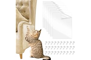 Giloty Protezione Divano Graffi Gatto, 6 Pezzi Pellicola Adesiva Trasparente PVC con 30 Viti, Nastro Antigraffio per Cani, per Divani e Vari Mobili