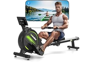 WENOKER Rameur magnétique Pliable pour la Maison, capacité de Poids de 160 kg, Silencieux et Lisse avec Support de Tablette pour écran LCD et Coussin de siège Confortable