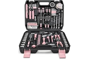 GoYwato Caisse a Outil Complete 280 Pièces - Boite a Outils de Ménage Général Malette Outils Ensemble d'Outils Réparations Quotidiennes avec Plastique Mallette de Rangement Rose