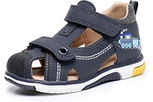 Apakowa Kinder Sandalen Langlebige Kinder Sommer Schuhe Jungen Einstellbare Geschlossene Zehe Shandal mit Bogen Unterstützung