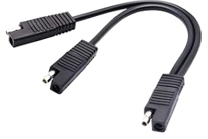 AAOTOKK SAE Y SAE 1 a 2 Cavo di Prolunga Automobilistico SAE DC Power Spina Scollegamento a Connessione Rapida a 2 Pin SAE Cavo 18AwG per Ricarica Pannello Solare(26cm/Nero)