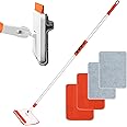 Qaestfy Wall & Skirting Board Cleaner Mop Tool with 122cm Long Handle for Cleaning Baseboard Window Floor Ceiling Bathtub Tub Tile Scrubber Brush Duster with 4 Reusable Pads