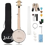 Mulucky Banjo Mini a 5 corde, in acero banjo da viaggio da 28 pollici, con retro solido chiuso per principianti, con borsa da