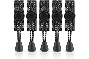 Gwhole Elastyczne sznurowadła do butów 5 par bez wiązania do biegania i triathlonów, czarne