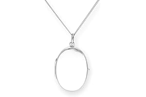 jewellerybox Large Sterling Silver Oval Locket 16-24 Inches