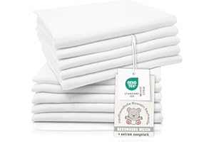 ‎ZOLLNER ZOLLNER 10er Set Musselin Spucktücher in 80x80 cm aus Baumwolle - hautfreundliche Mulltücher - besonders weich und extrem saugstark - waschbar bis 95°C - in weiß